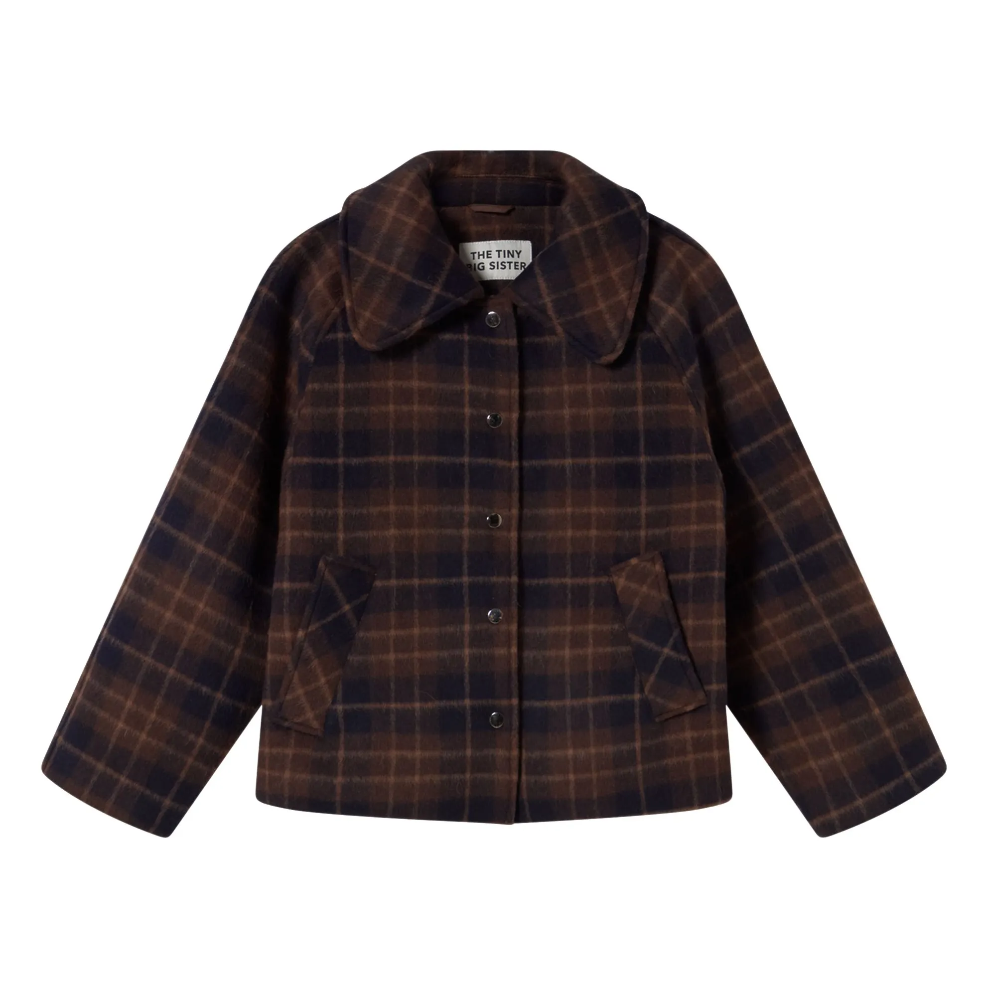 The Tiny Big Sister Brown Carreaux Wool Coat