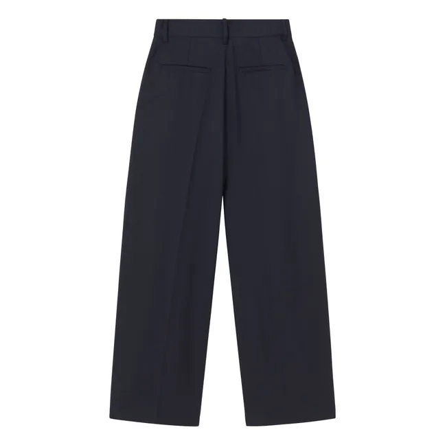 Pantalon Pinces Laine | Bleu marine