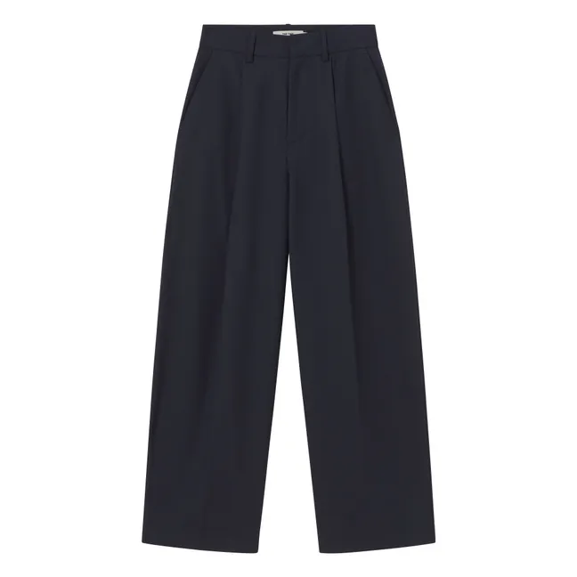 Pantalon Pinces Laine | Bleu marine