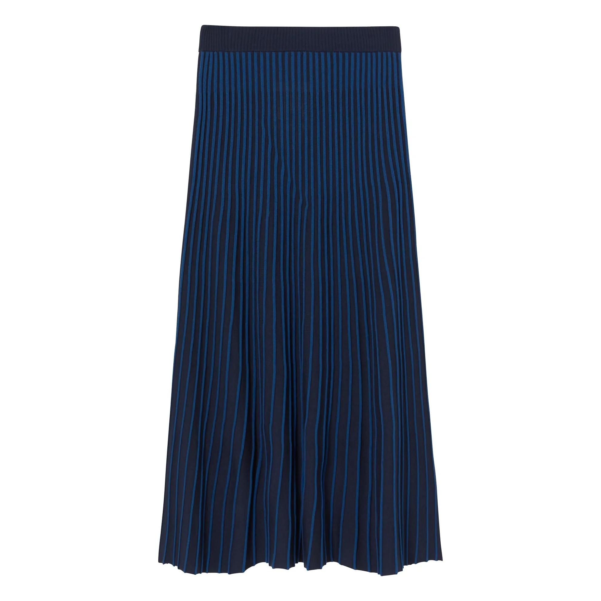 The Tiny Big Sister Navy Blue Contrast Extra Fine Merino Wool Skirt