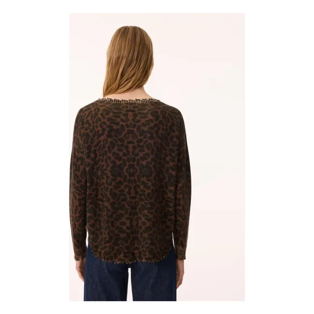 Melah Leopard Cashmere Sweater | Brown