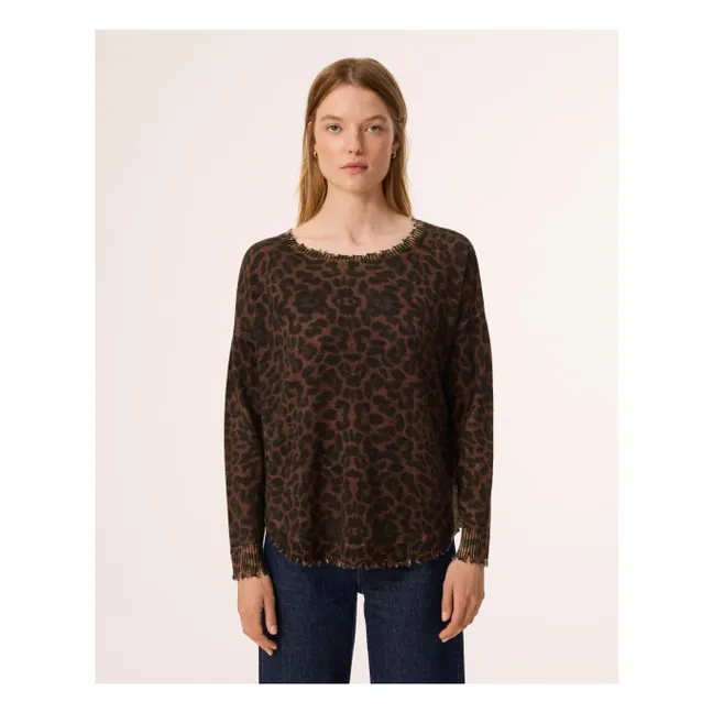 Melah Leopard Cashmere Sweater | Brown