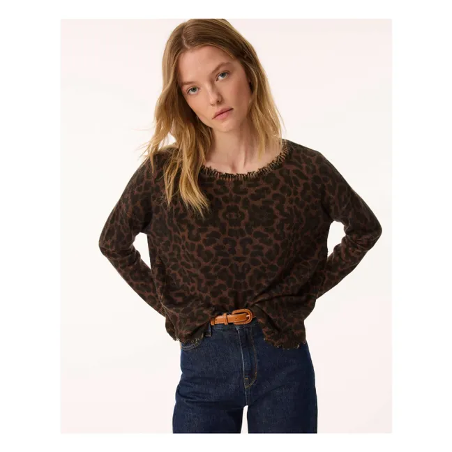 Pull Melah Léopard Cachemire | Marron