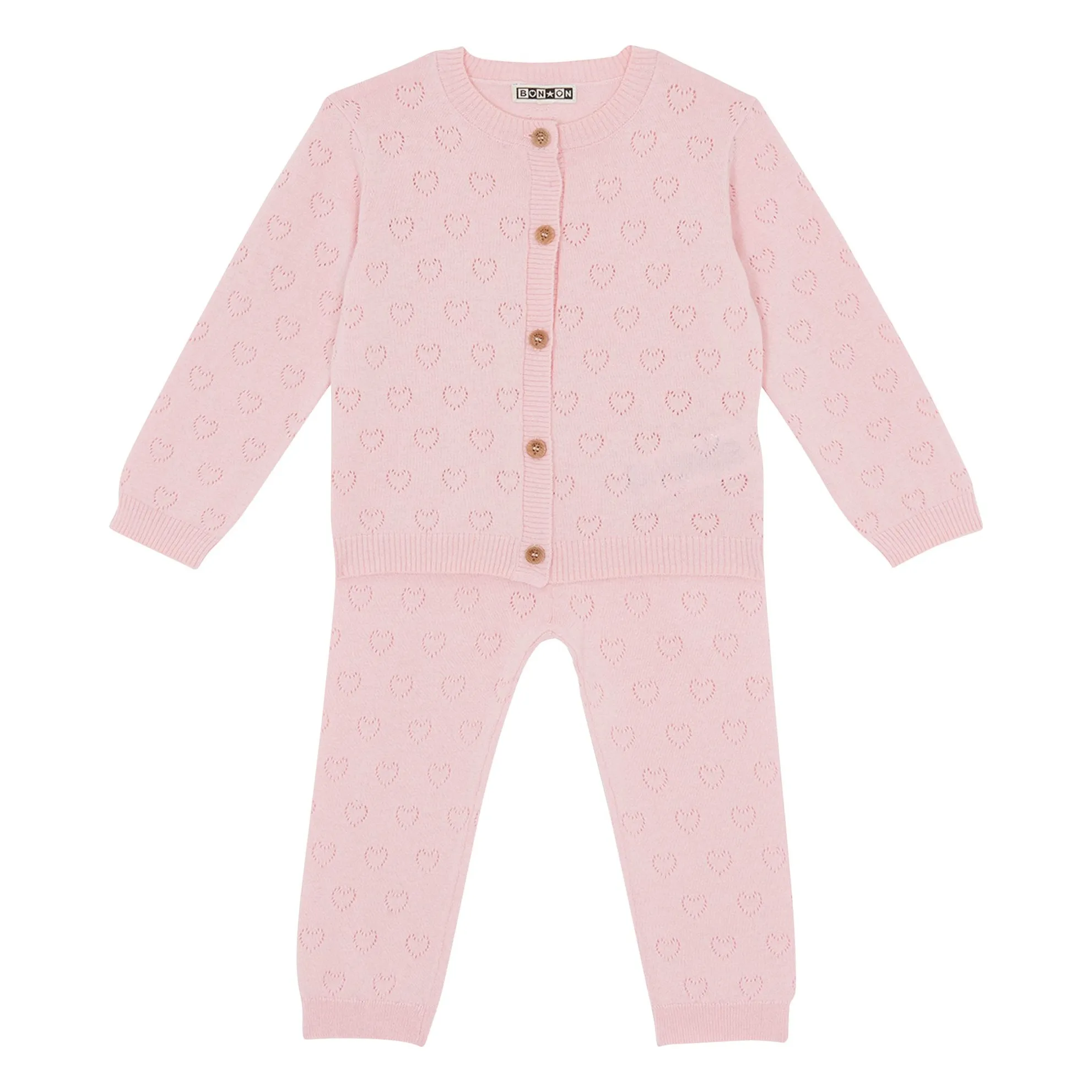 Bonton Powder Pink Marianne Cardigan And Legging Set