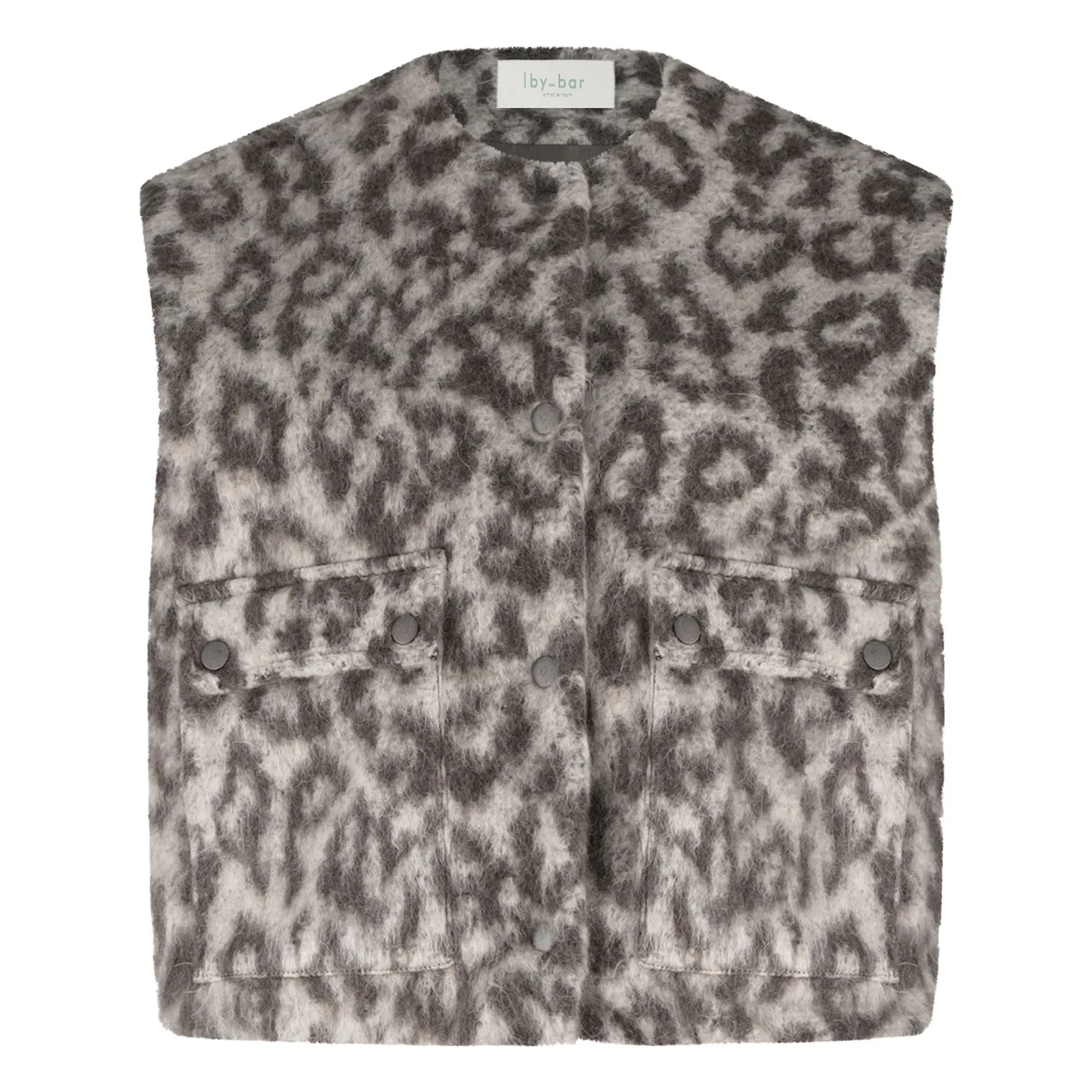 By Bar Brown Maggie Leopard Wool Sleeveless Jacket