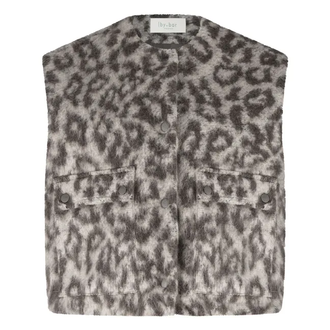 Chaqueta sin mangas de lana de leopardo Maggie | Marrón