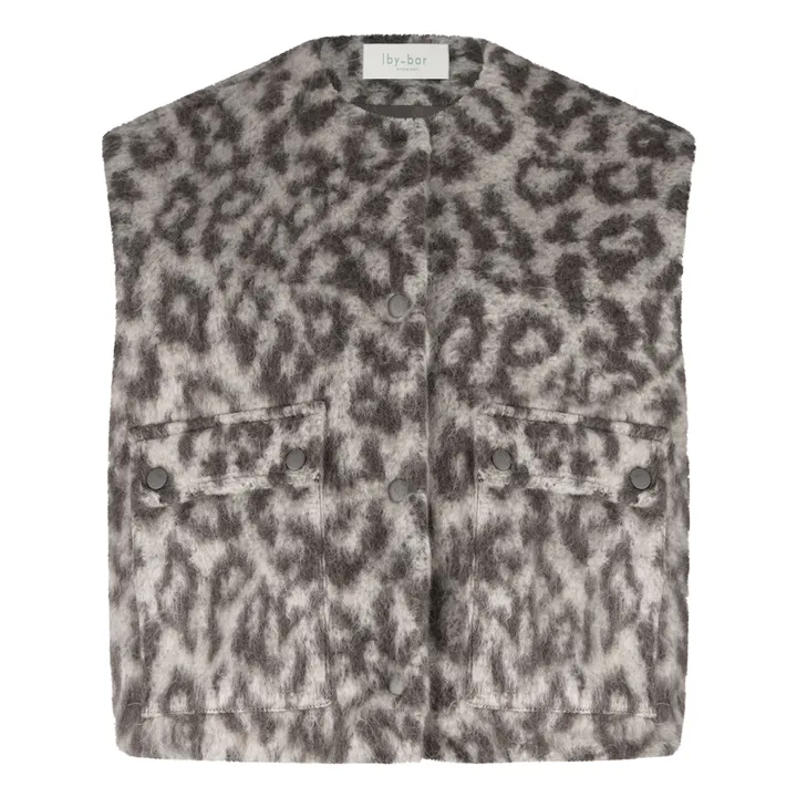 Chaqueta sin mangas de lana de leopardo Maggie | Marrón- Imagen del producto n°0