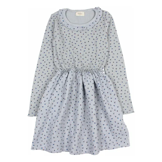 Geblümtes Kleid | Graublau