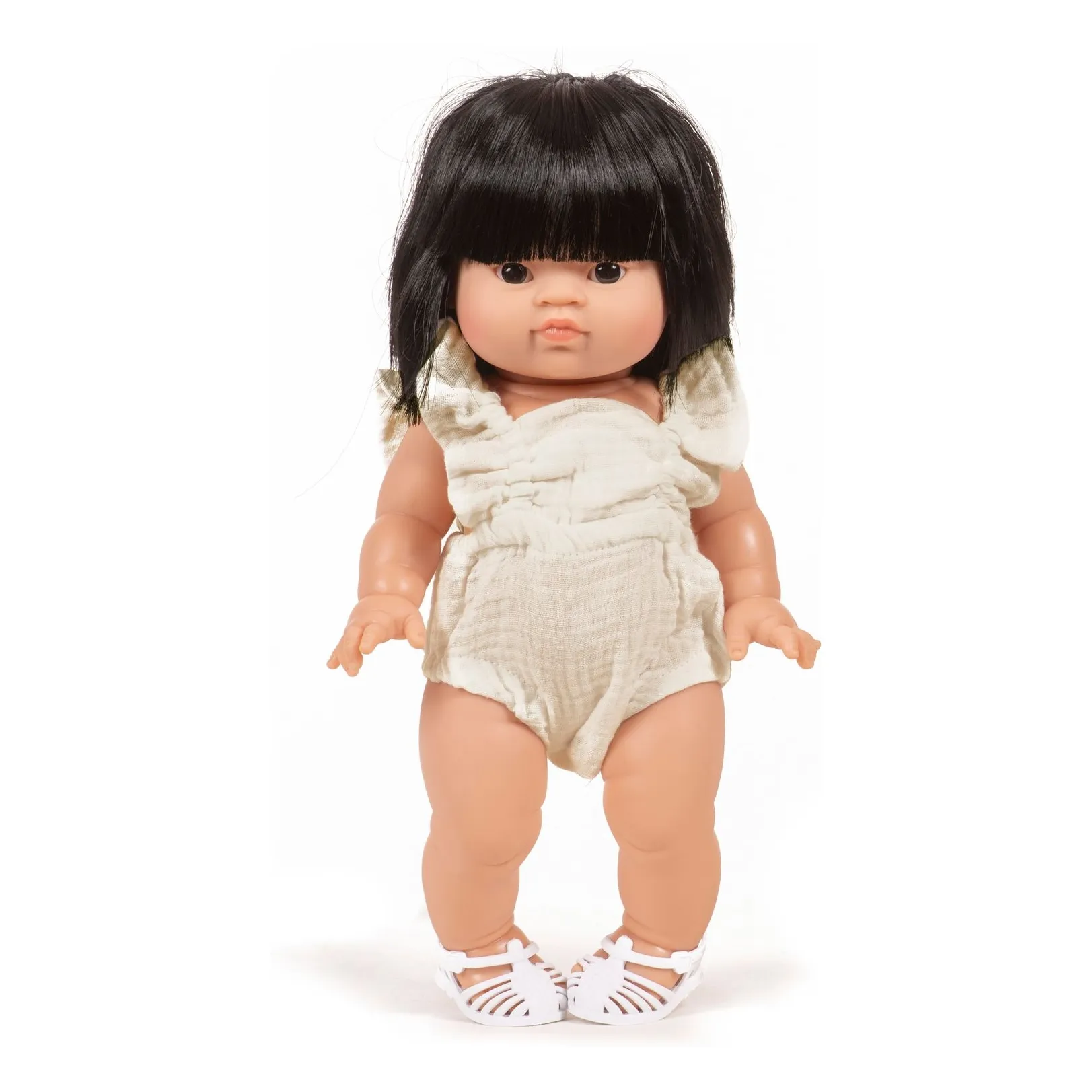 Minikane Ecru Vestiaire Poupée - Lou Retro Romper In Cotton Gauze