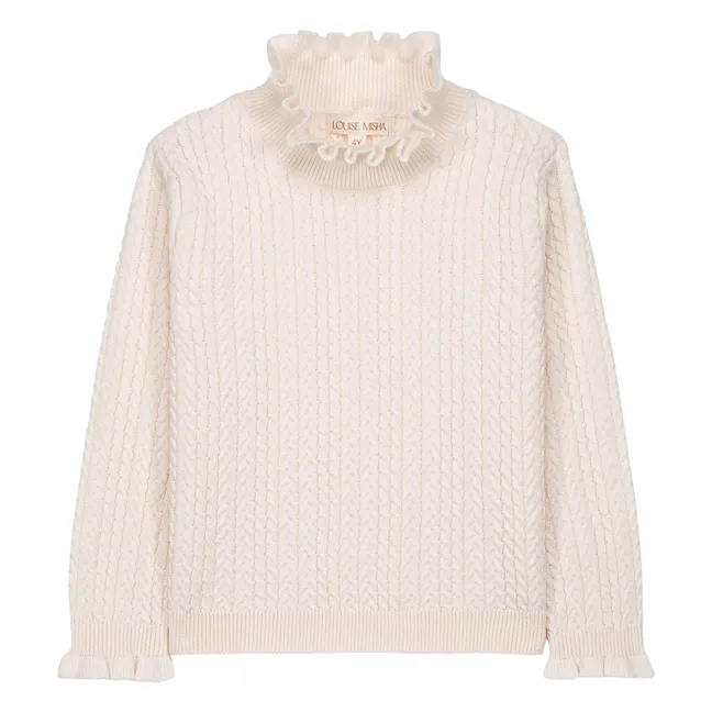 Java Wool Pullover mit gerafftem Ausschnitt | Cremefarben