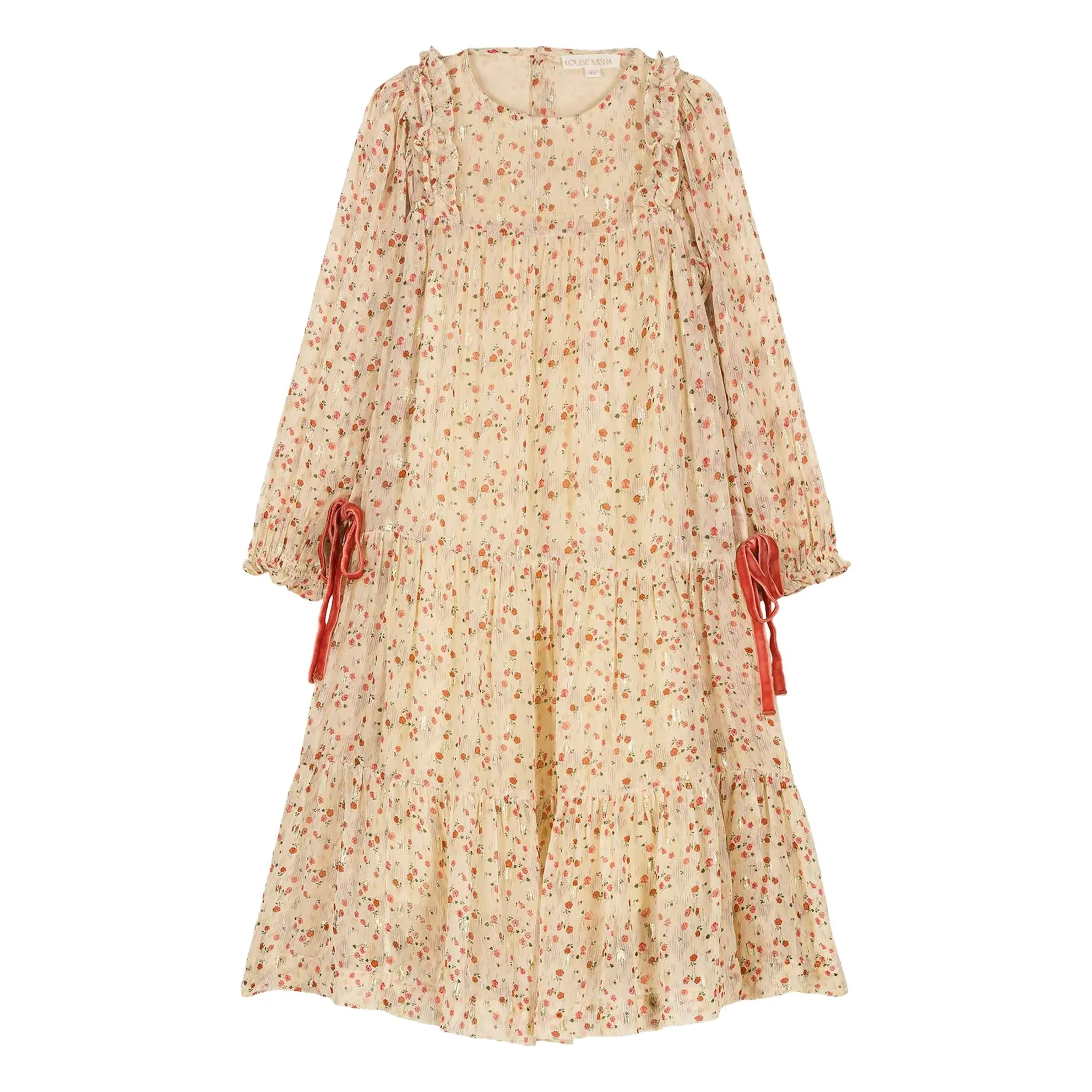 Louise Misha Cream Nyna Metallic Dress