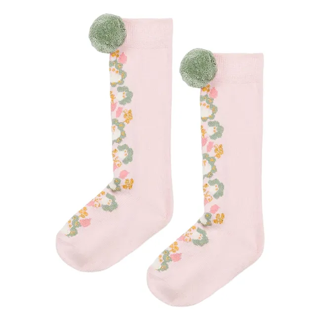 Chelie Fleurie Hohe Socken | Blassrosa