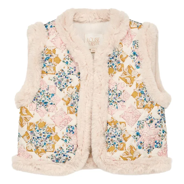 Librane Bio-Baumwolle Pelz-Look ärmellose Jacke | Cremefarben