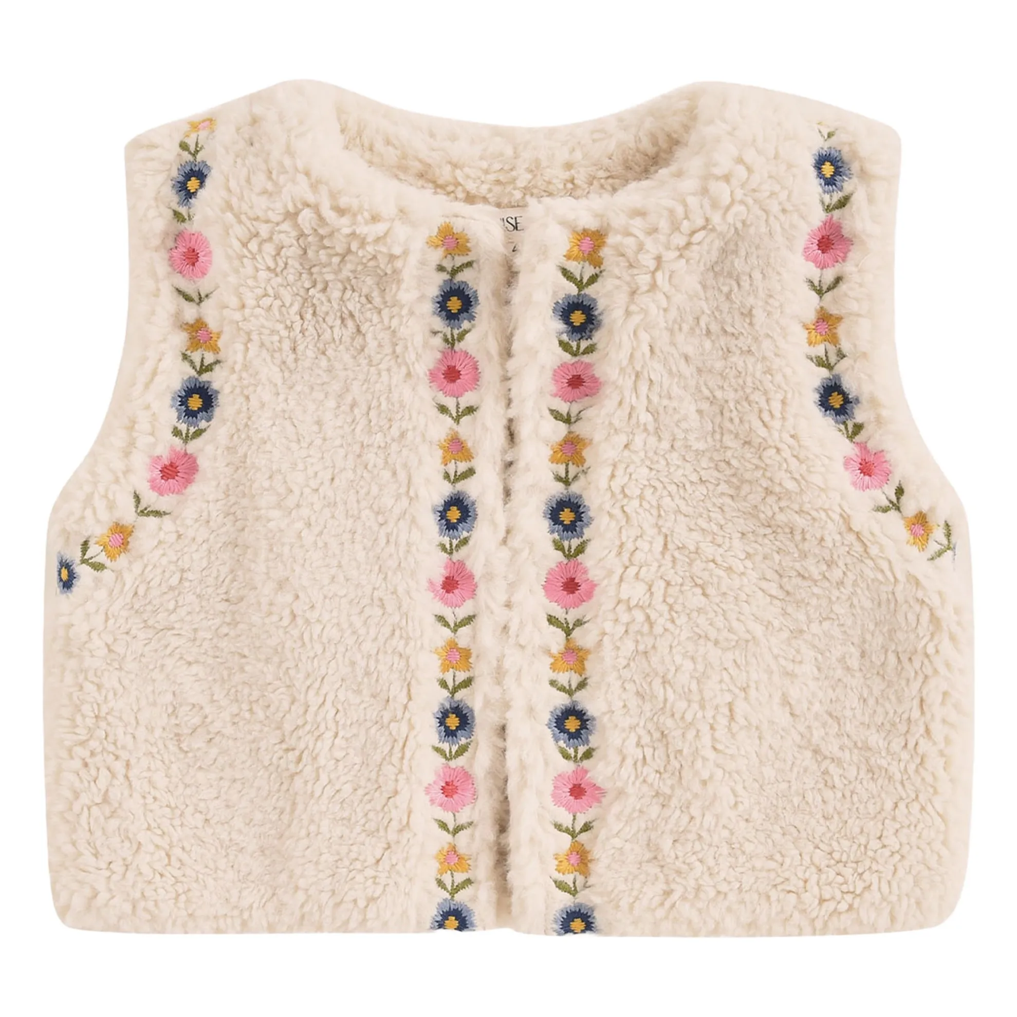 Louise Misha Cream Libra Sleeveless Fur Jacket