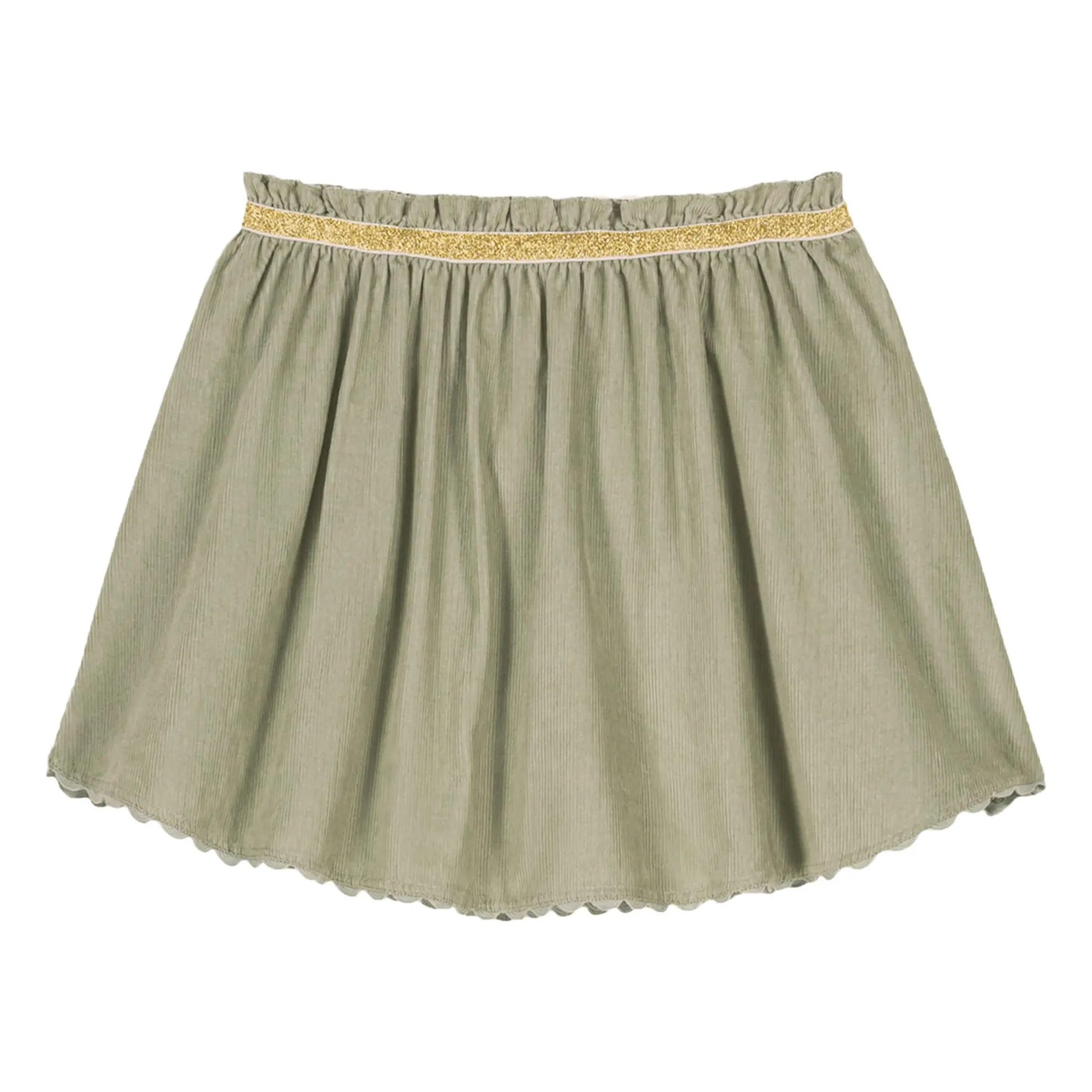 Louise Misha Almond Green Cephée Fine Velvet Skirt
