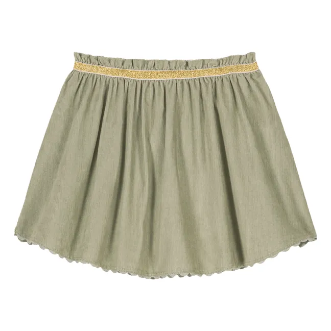 Cephée Fine Velvet Skirt | Almond green