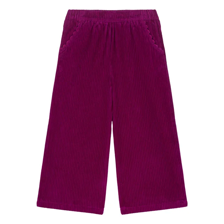 Pantalon Flor Velours | Framboise- Image produit n°0
