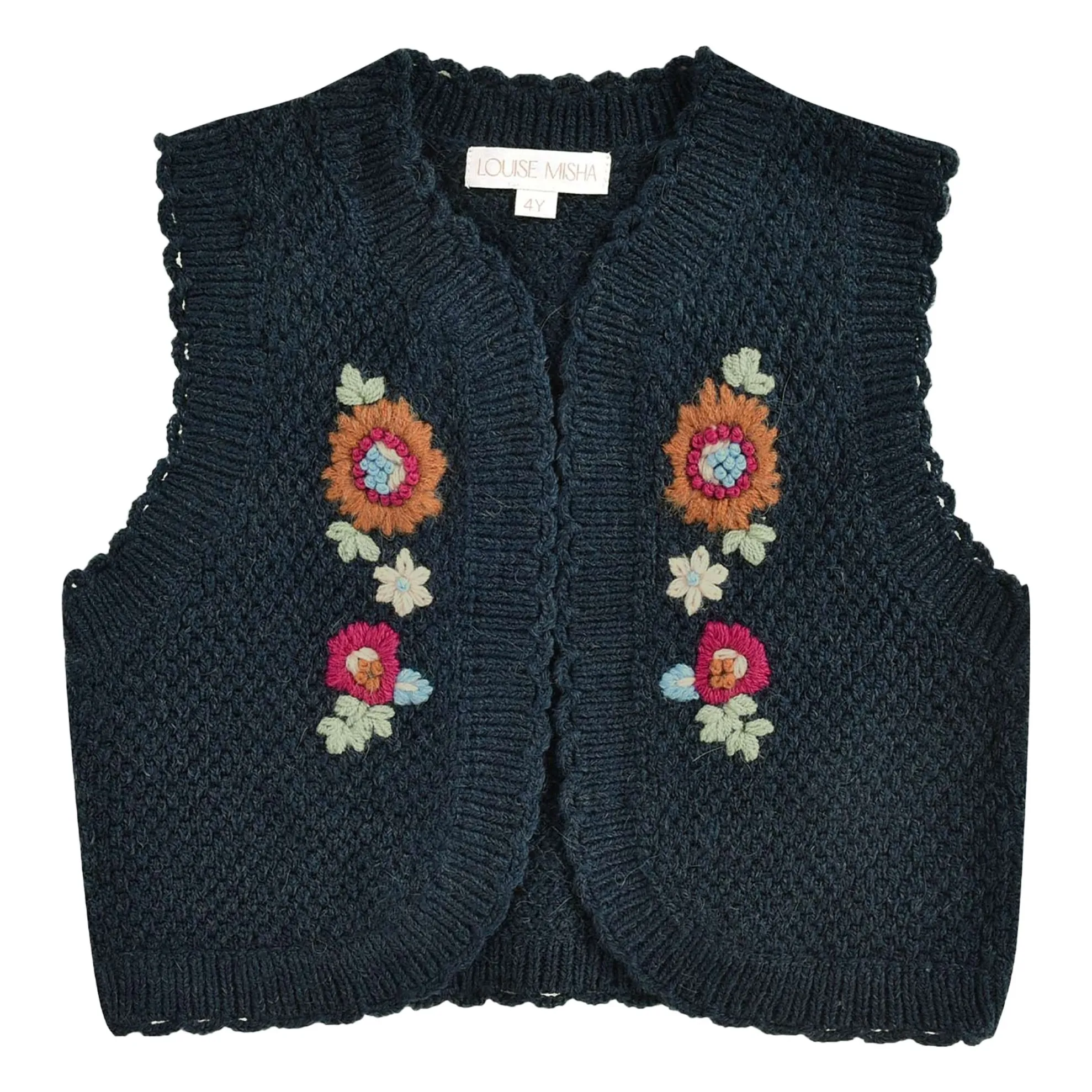 Louise Misha Navy Blue Sylna Wool Cardigan