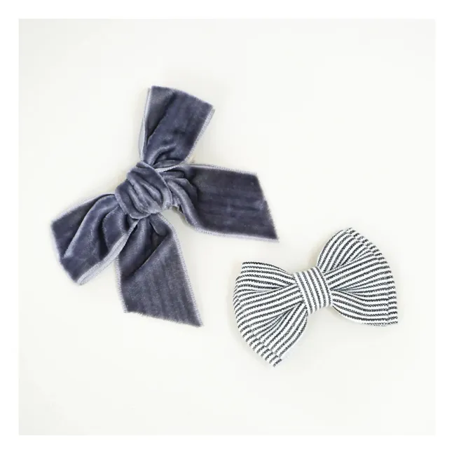 Haarspangen Gestreift und Samt - 2er-Set | Navy