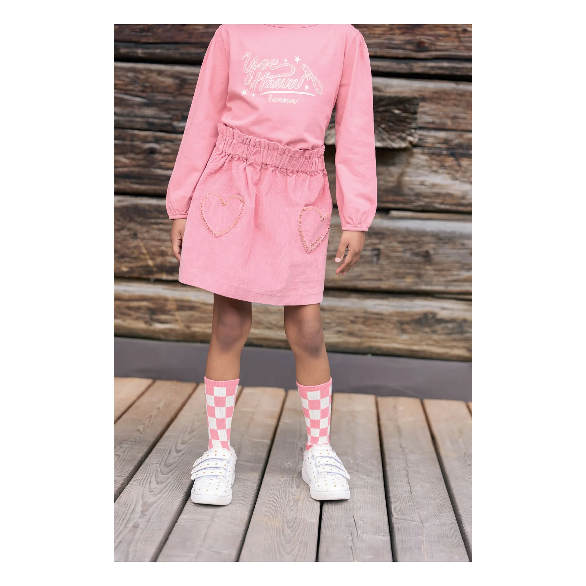 Bonton Pink Set Of 2 Pairs Of Damier Socks
