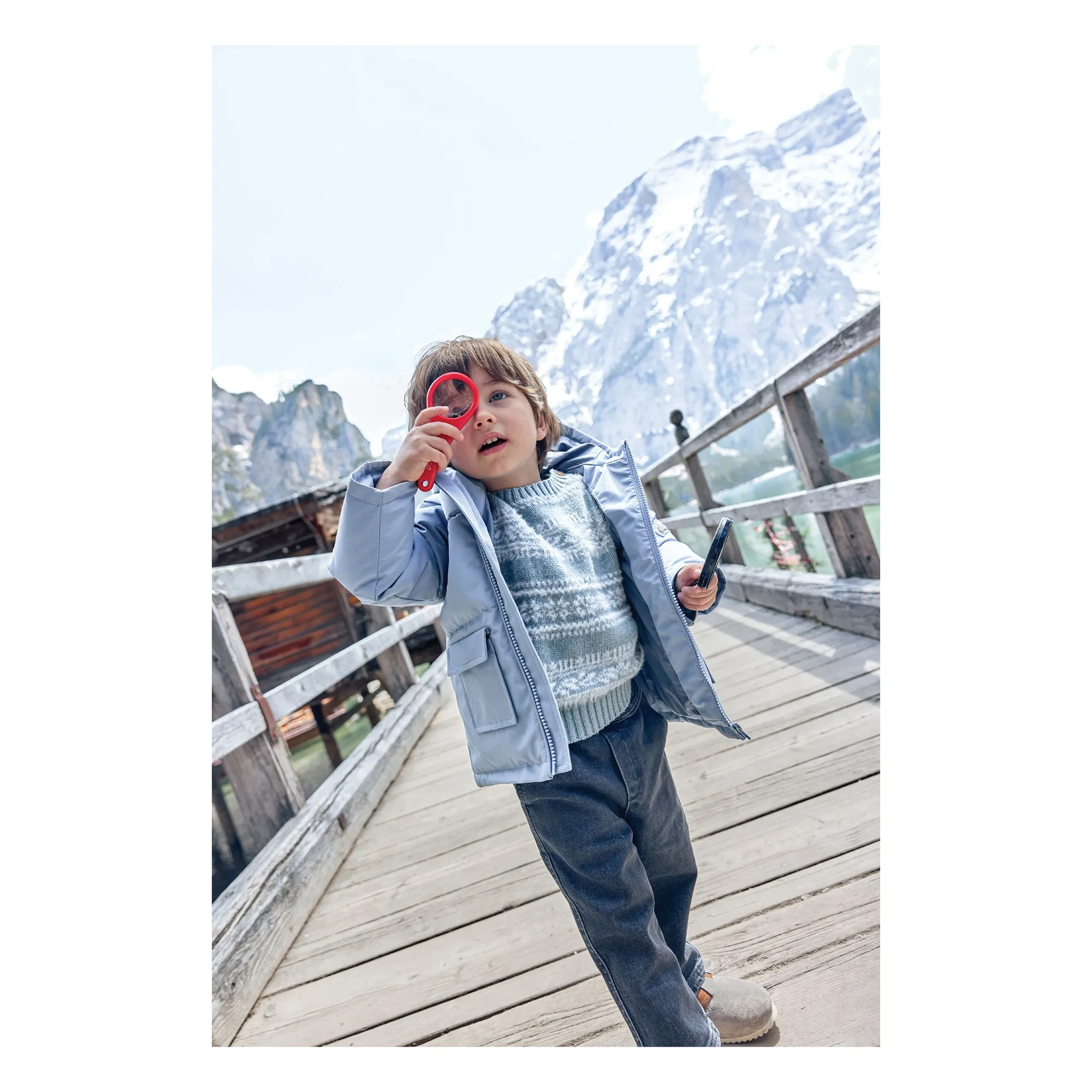 Bonton Grey Blue Mountain Mini Down Jacket