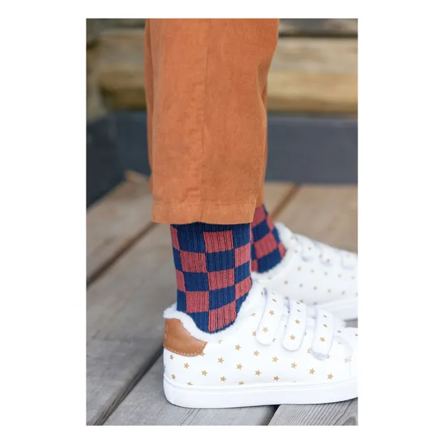 Lot de 2 Paires de Chaussettes Damier | Rouille