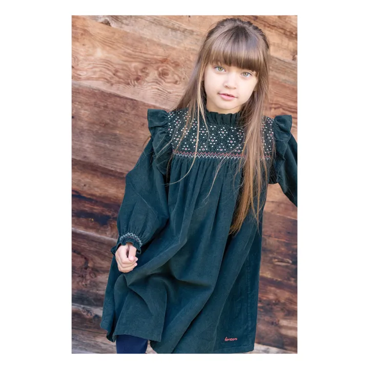 Corduroy Babushka Dress | Dark green- Product image n°1