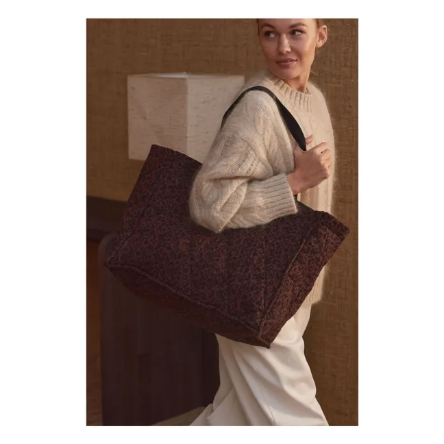 Maxi Cabas Quilted Brigitte Leopard Double Cotton Gauze - Women's Collection | Chocolate