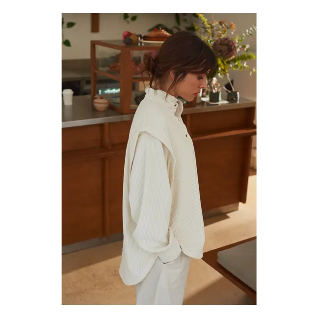 Camicetta Carmen in velluto a coste - Collezione Donna | Ecru