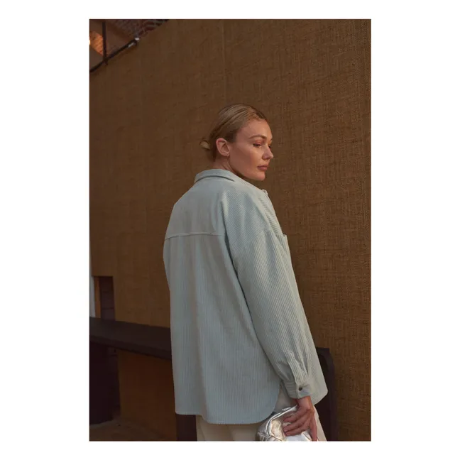 Paola Überhemd aus geripptem Velours - Damenkollektion | Seladon blau