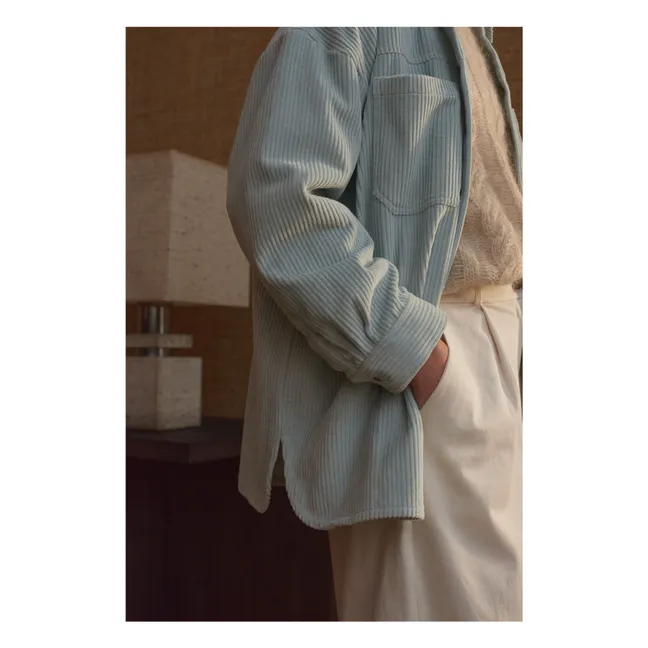 Paola Überhemd aus geripptem Velours - Damenkollektion | Seladon blau