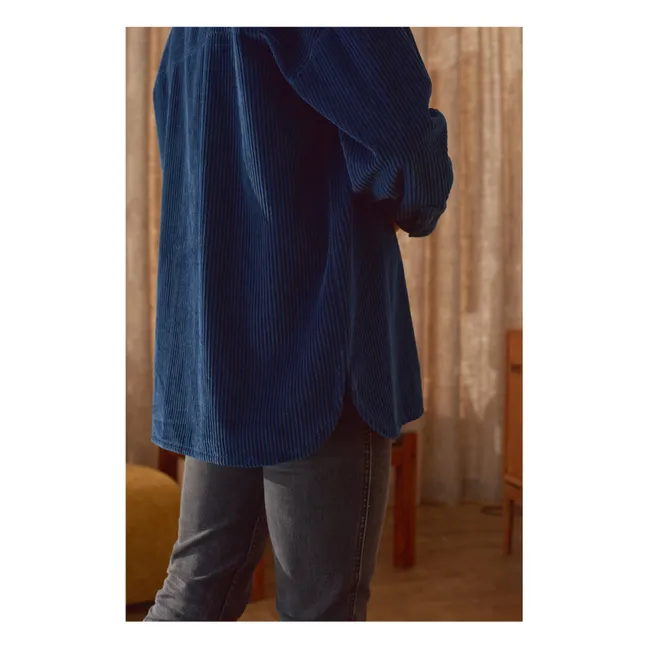 Paola Überhemd aus geripptem Velours - Damenkollektion | Navy