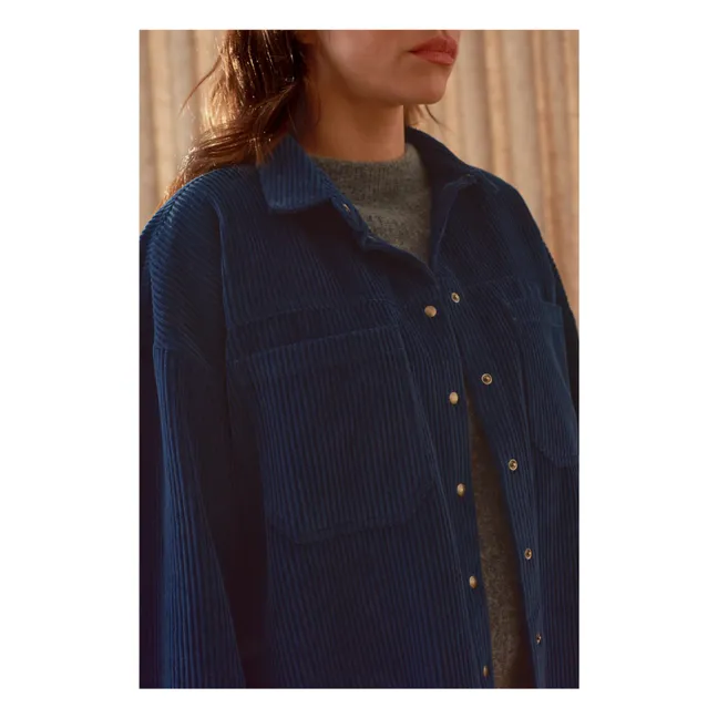 Paola Überhemd aus geripptem Velours - Damenkollektion | Navy