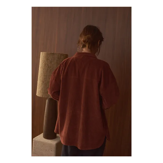 Paola Überhemd aus geripptem Velours - Damenkollektion | Schokoladenbraun