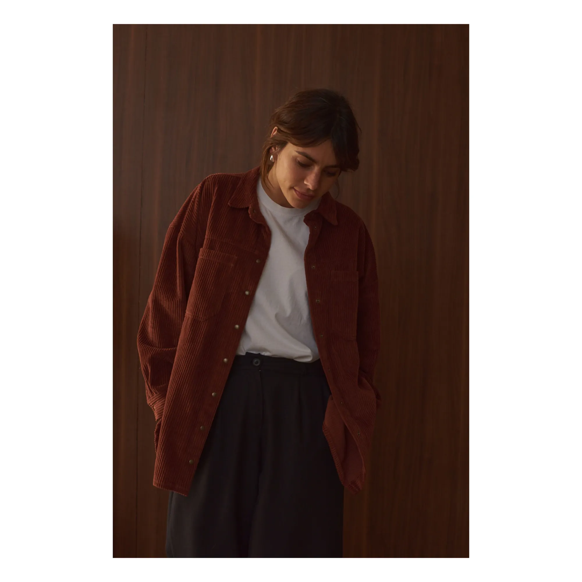 Marlot Paris Women's Chocolate Paola Corduroy Overshirt - Collection