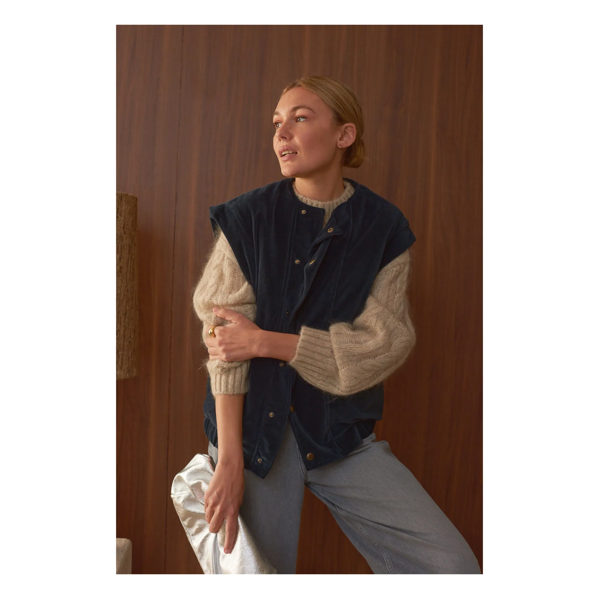 Marlot Paris Women's Indigo Joanne Velvet Sleeveless Jacket - Collection
