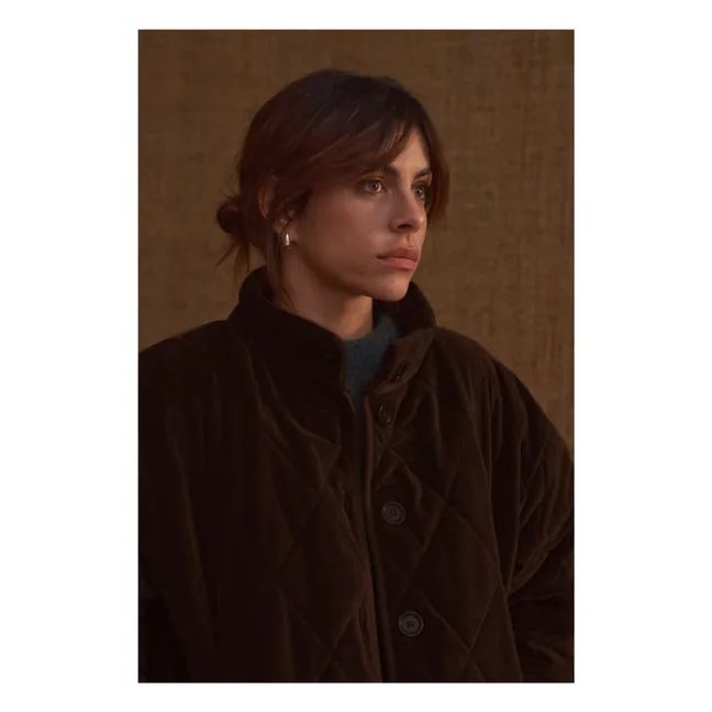 Manteau Matelassée Louisa Velours - Collection Femme | Chocolat