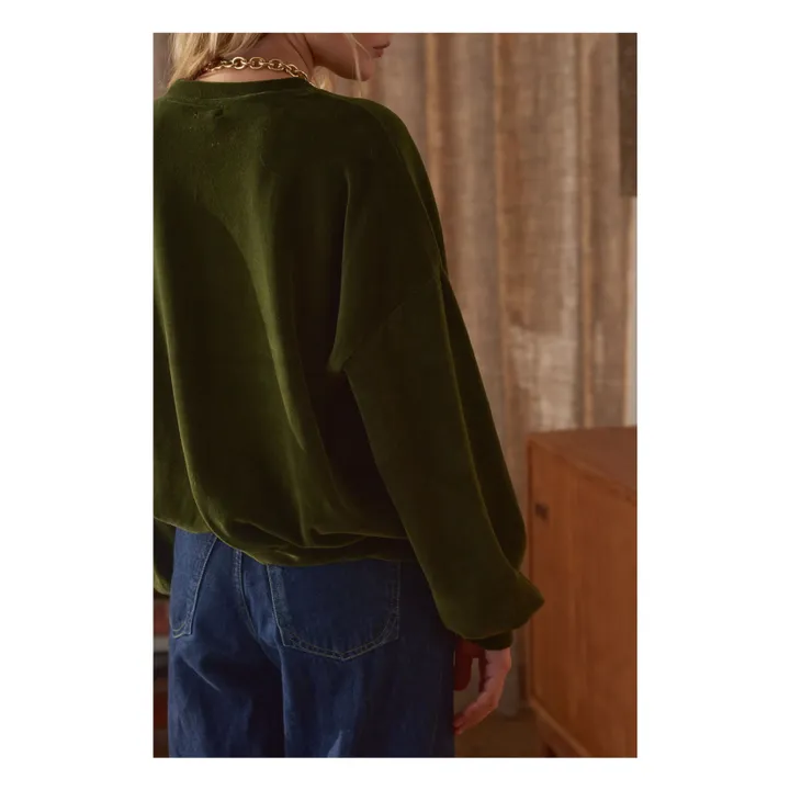 Sweat Jane Velours - Collection Femme | Vert kaki- Image produit n°2