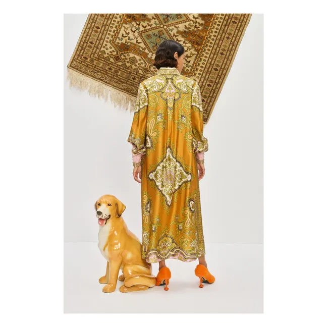 Clemenza Silk Dress | Light khaki