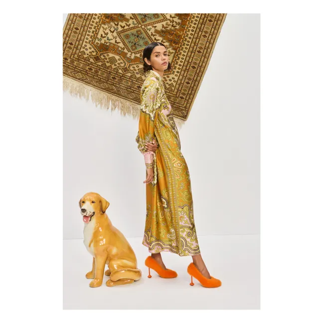 Clemenza Seidenkleid | Khaki clar