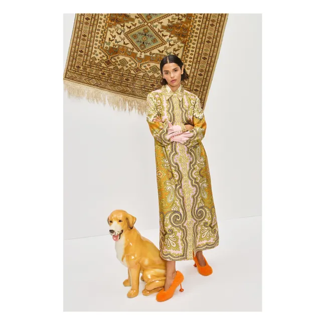 Clemenza Silk Dress | Light khaki