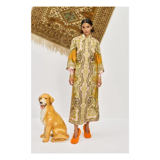 Clemenza Silk Dress | Light khaki