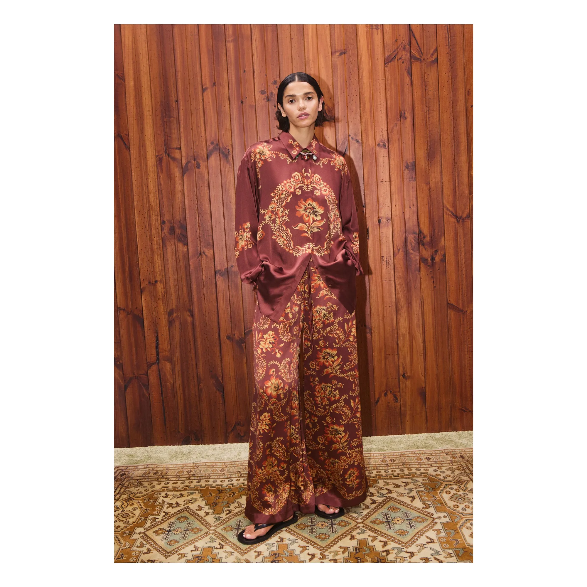 Alémais Burgundy Seraphina Silk Shirt