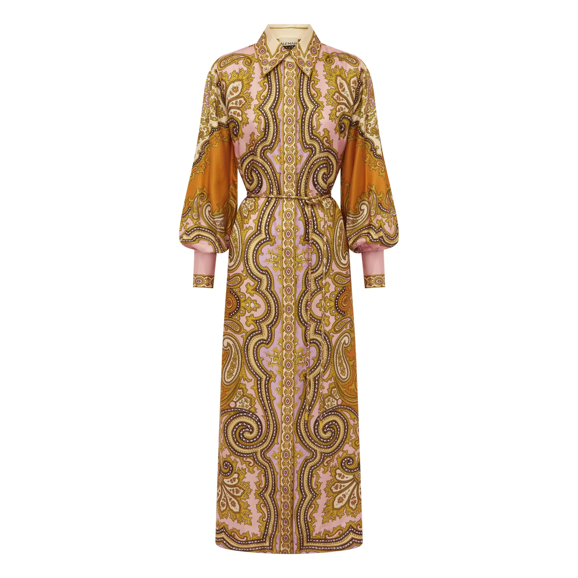 Alémais Light Khaki Clemenza Silk Dress