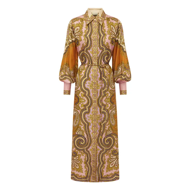 Clemenza Seidenkleid | Khaki clar