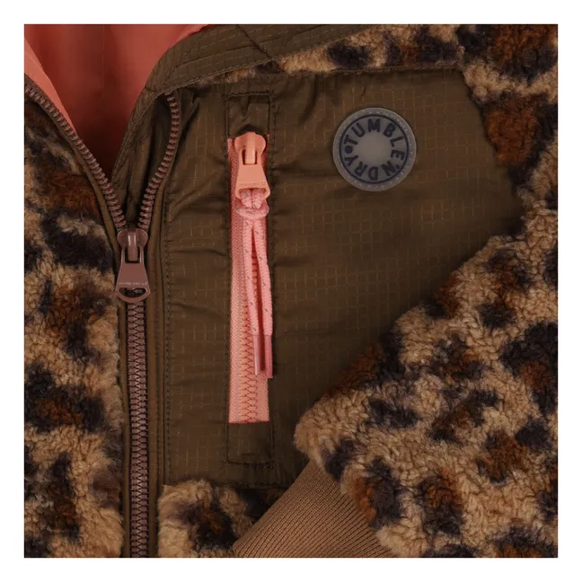Abrigo de sherpa de leopardo Minnesota de fibra reciclada | Marrón