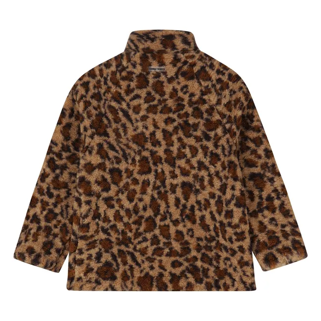 Recycled Fiber Minnesota Leopard Sherpa Coat | Brown