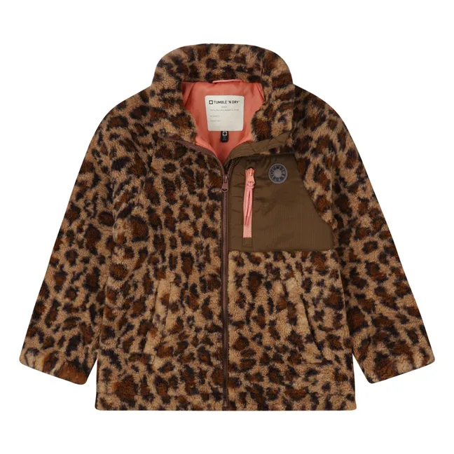 Abrigo de sherpa de leopardo Minnesota de fibra reciclada | Marrón