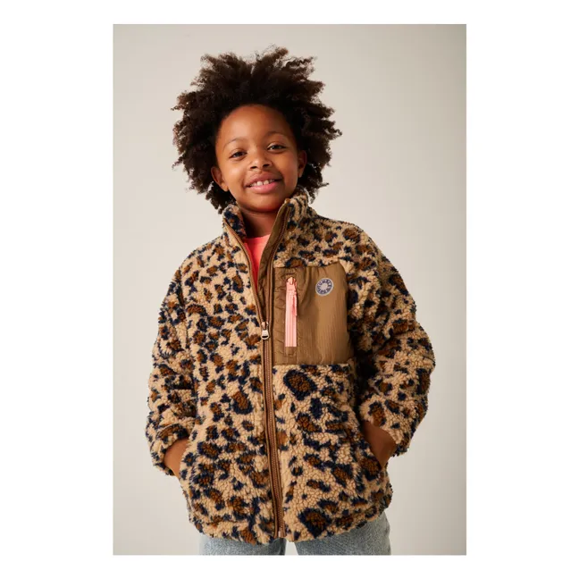 Manteau Façon Sherpa Minnesota Léopard Fibres Recyclées | Marron