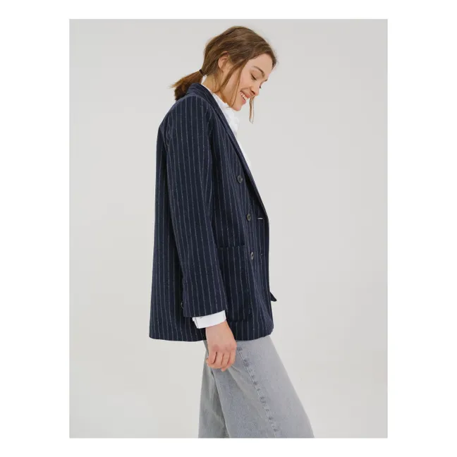 Jacke Esma Gestreift Wolle | Navy